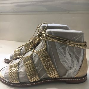 Michael Kors gold tie-up gladiator sandals